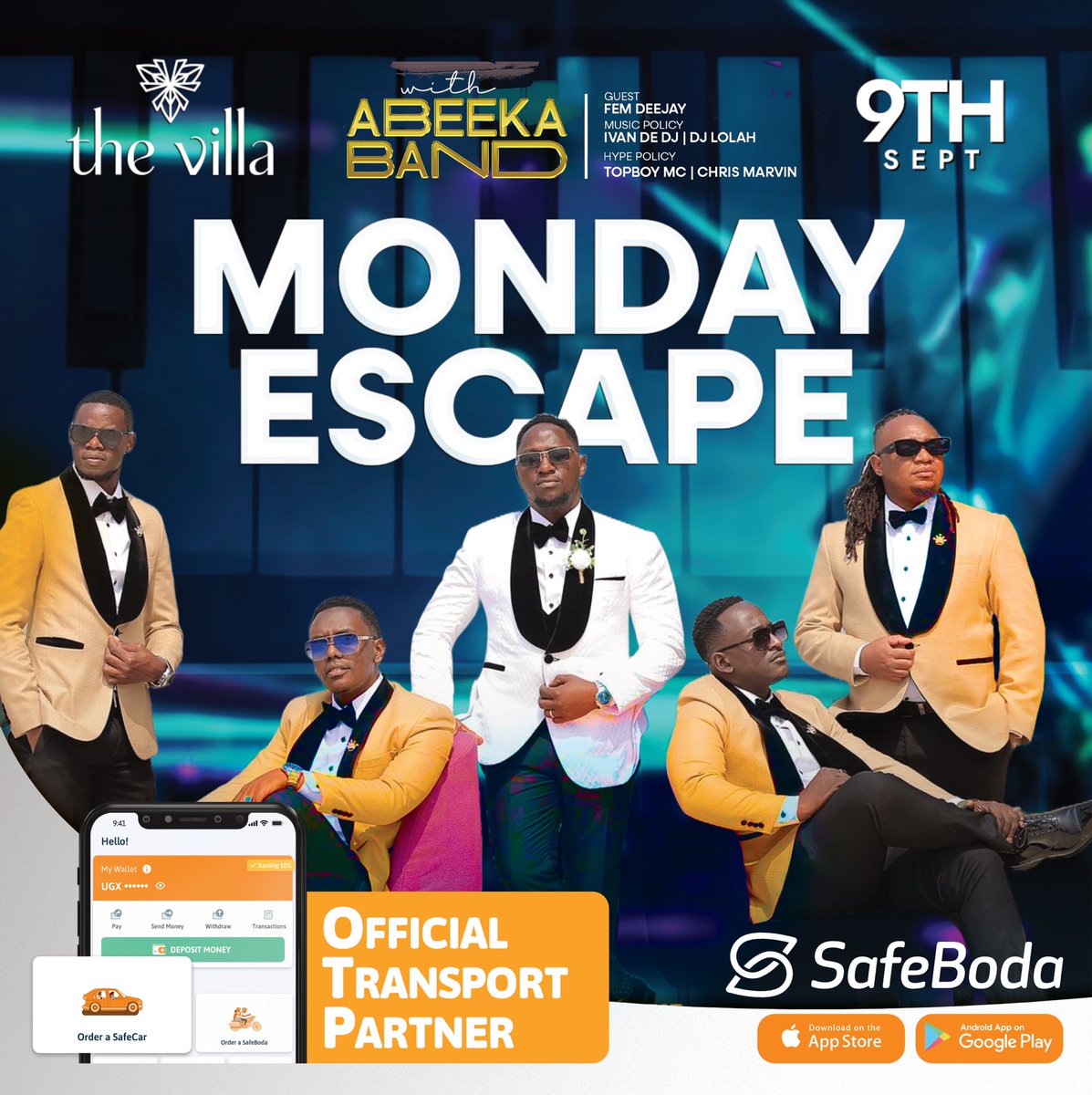 Congrats 🎊 Lads made us proud <a href="/UgandaCranes/">Uganda Cranes</a> . Let the party and the joy not stop because <a href="/Abeeka_band/">ABEEKA BAND 🇺🇬</a> is  <a href="/thevillaUG/">the Villa</a> and as usual the vibes be high. Just order a <a href="/SafeBoda/">SafeBoda</a> #safecar.