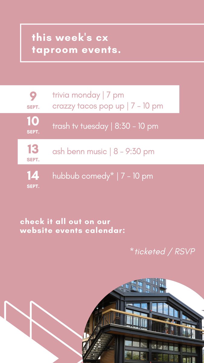 Stop by this week! We have live music at CX, EMA Fund's beer and taco night at Broadway, and plenty of Oktoberfest on draft 🍻
