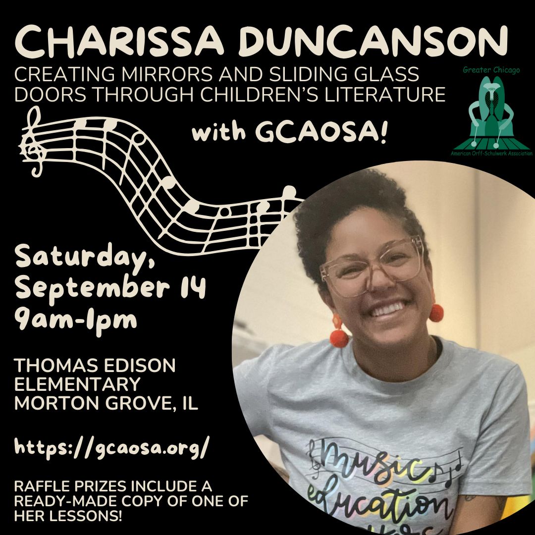 5 days left!! Charissa Duncanson's workshop uses children's literature to make doors and windows for students. What are your favorite books to use in music class? #GCAOSA #AOSA #Orff #MusicTeacher