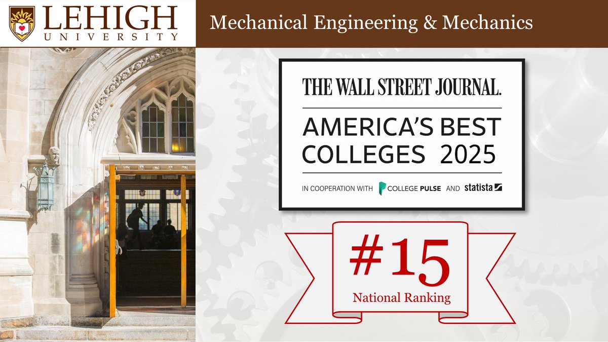 Lehigh MEM (@lehighmem) on Twitter photo Have you heard the news? <a href="/LehighU/">Lehigh University</a> ranks #15 in the nation in the <a href="/WSJ/">The Wall Street Journal</a> 2025 #bestcolleges list based on how well colleges set students up for future financial success. High school seniors - come see how how Lehigh opens doors to your future! #GoLehigh
tinyurl.com/LUrankingWSJ25 Have you heard the news? <a href="/LehighU/">Lehigh University</a> ranks #15 in the nation in the <a href="/WSJ/">The Wall Street Journal</a> 2025 #bestcolleges list based on how well colleges set students up for future financial success. High school seniors - come see how how Lehigh opens doors to your future! #GoLehigh
tinyurl.com/LUrankingWSJ25