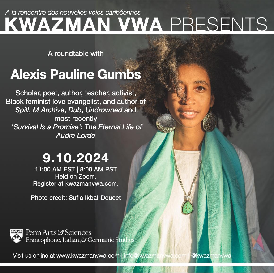 There's still time to register for our conversation with Alexis Pauline Gumbs at 11AM tomorrow: kwazmanvwa.com/blog/. We hope to see you there!