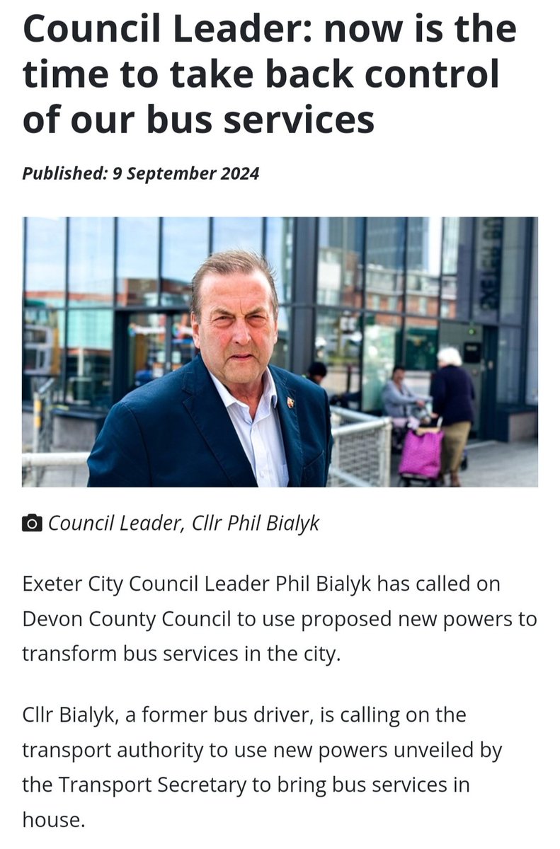 🚍Great to see Labour backing Green Party policy on buses.

🖇But let's see joined up thinking and demonstrated commitment.

❗️Phil Bialyk recently voted down moves to improve bus reliabilty, blocking improvements to a bus lane in St Thomas #Exeter