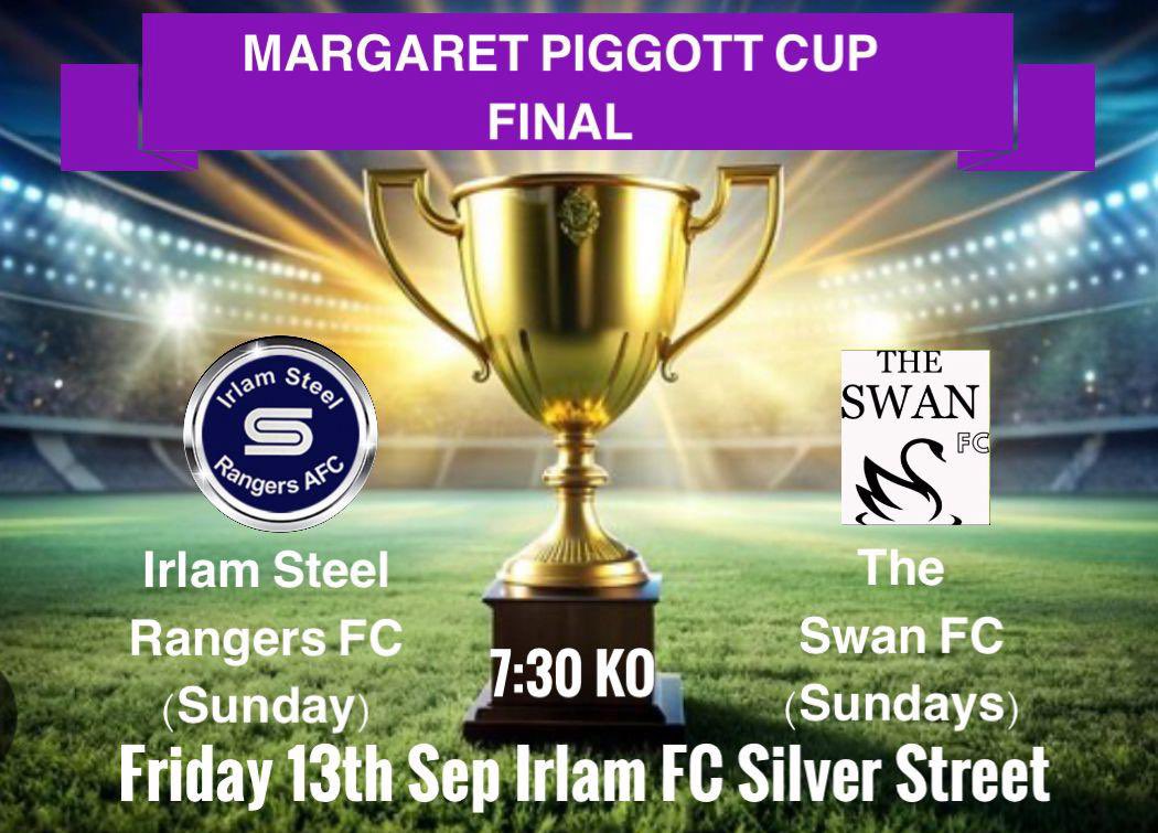 It’s a big one this Friday night, as we look to win our first trophy in our inaugural season! Get down and support the lads if you can!

<a href="/EcclesSunday/">Eccles Sunday League</a> <a href="/Manchester_FA/">Manchester Football Association</a> <a href="/SwanFC2/">Swan FC</a> 

#UPTHESTEELY