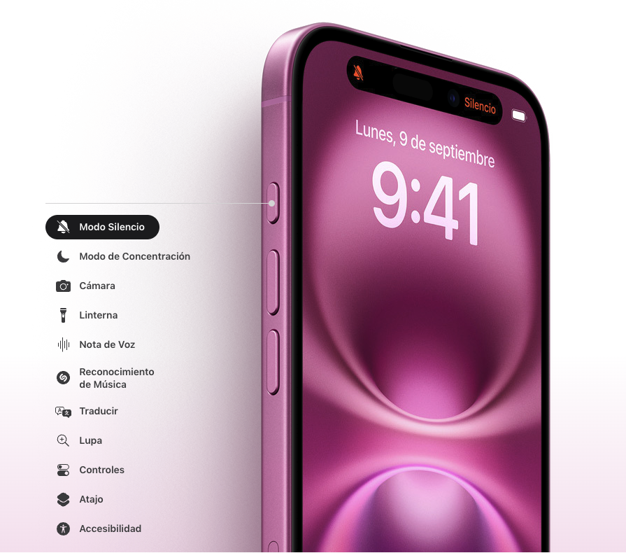 DescubreES's tweet photo. Botón Acción: Te da acceso rápido a varias funciones: linterna, notas de voz, modo silencio y más. Además, es configurable con Atajos para personalizar acciones según la hora o ubicación. 👇 #iPhone16 #Tecnología https://t.co/7r2JecXgza