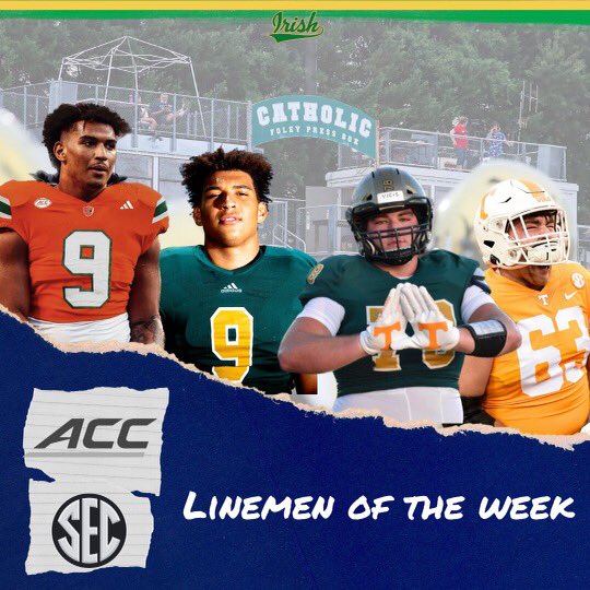 KCIrishFootball's tweet photo. Congratulations to @Tylerbaron23 and @CooperMays for being named ACC and SEC lineman of the week!  GO IRISH! 🏈🍀 https://t.co/c9fSRZd50g