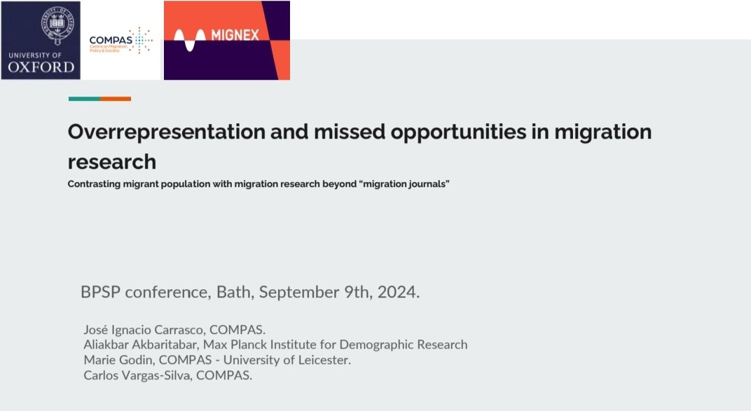 ignacio carrasco (@carrasco_ig) on Twitter photo Very happy to have presented our work with <a href="/Akbaritabar/">Aliakbar Akbaritabar, @akbaritabar.bsky.social</a>, <a href="/MarieGodin001/">Marie Godin</a>, and <a href="/CVar_Sil/">Carlos Vargas-Silva</a> on countries representation in migration research at <a href="/bspsUK/">British Society for Population Studies - BSPS</a>. Many thanks to <a href="/Fcorowe/">Francisco Rowe ✌️</a> & <a href="/ruthneville20/">Ruth Neville</a> for the panel & attendees for great feedback! Very happy to have presented our work with <a href="/Akbaritabar/">Aliakbar Akbaritabar, @akbaritabar.bsky.social</a>, <a href="/MarieGodin001/">Marie Godin</a>, and <a href="/CVar_Sil/">Carlos Vargas-Silva</a> on countries representation in migration research at <a href="/bspsUK/">British Society for Population Studies - BSPS</a>. Many thanks to <a href="/Fcorowe/">Francisco Rowe ✌️</a> & <a href="/ruthneville20/">Ruth Neville</a> for the panel & attendees for great feedback!