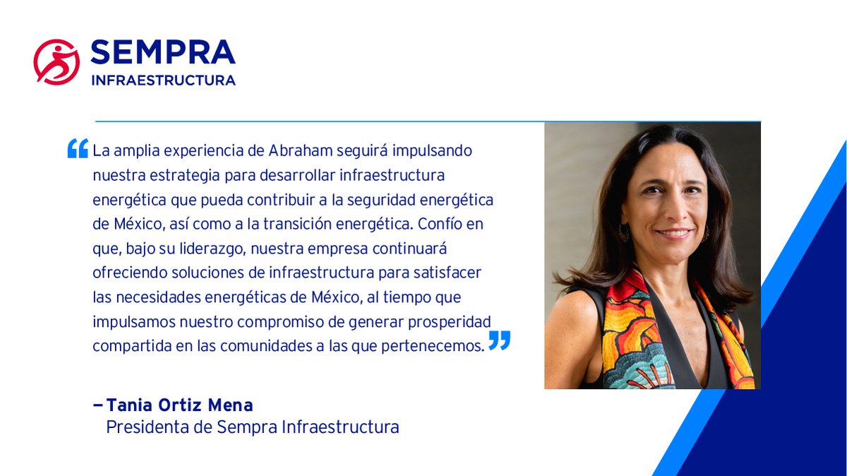 Anunciamos el nombramiento de Abraham Zamora (<a href="/abrahamzato/">Abraham Zamora T</a>) como presidente para México de Sempra Infraestructura.