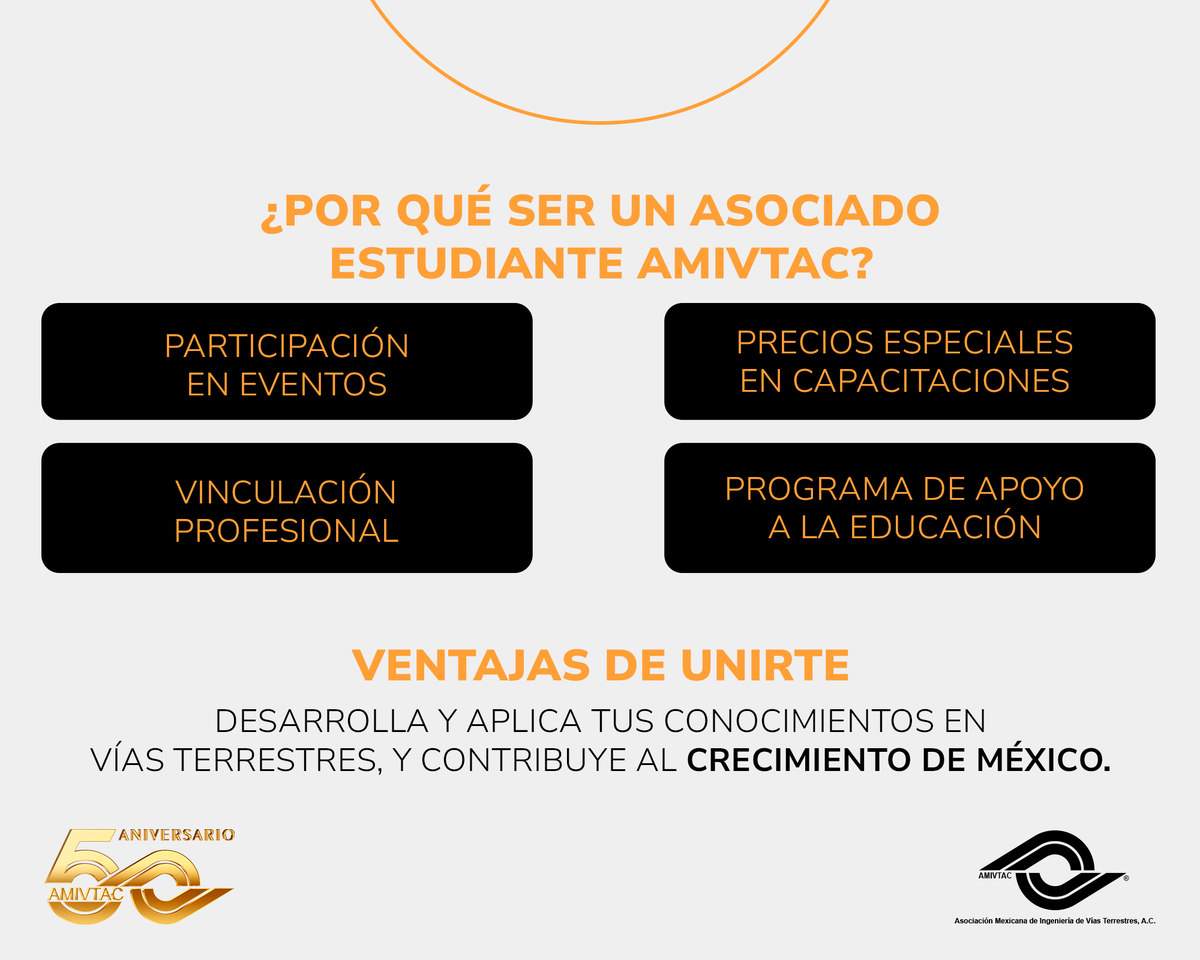 AMIVTACmx's tweet photo. 📢 ¡Únete a un Capítulo Estudiantil de AMIVTAC y potencia tu carrera en ingeniería civil! Conecta, aprende y sé parte del futuro de las infraestructuras en México. 🚧📚
•
•
•
#AMIVTACJALISCO #AsociadoEstudiante #CapituloEstudiantil https://t.co/JgaTYkYaMI