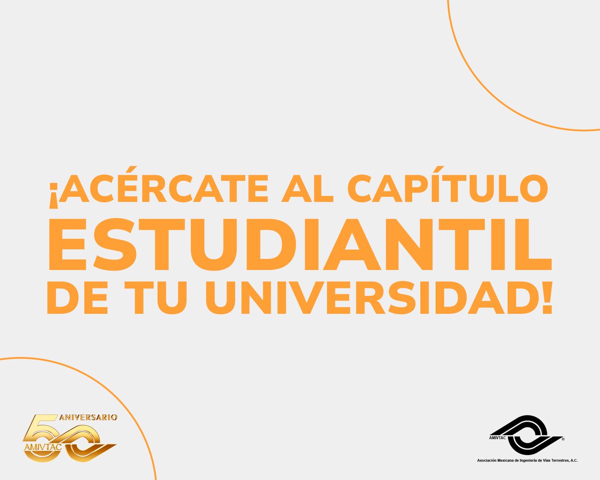 AMIVTACmx's tweet photo. 📢 ¡Únete a un Capítulo Estudiantil de AMIVTAC y potencia tu carrera en ingeniería civil! Conecta, aprende y sé parte del futuro de las infraestructuras en México. 🚧📚
•
•
•
#AMIVTACJALISCO #AsociadoEstudiante #CapituloEstudiantil https://t.co/JgaTYkYaMI