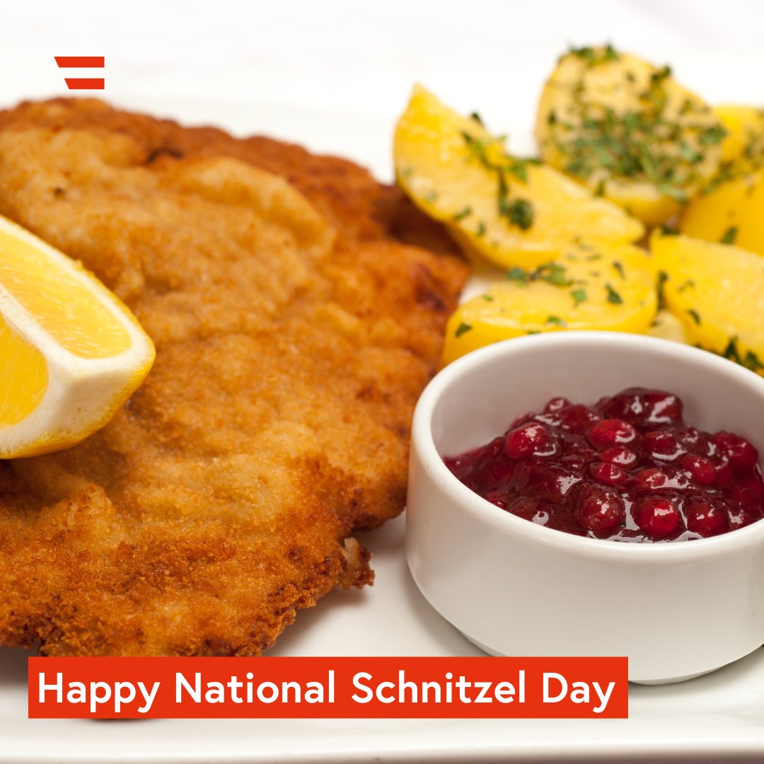 Embassy of Austria in the United States (@austriainusa) on Twitter photo Happy #NationalSchnitzelDay! 🇦🇹 Celebrate Austria’s iconic Wiener Schnitzel! 🍽✨
Whether at a restaurant or homemade, this classic dish has a special place in Austrian cuisine.
Tag <a href="/AustriainUSA/">Embassy of Austria in the United States</a> with some of your own creations!
#TasteOfAustria #WienerSchnitzel Happy #NationalSchnitzelDay! 🇦🇹 Celebrate Austria’s iconic Wiener Schnitzel! 🍽✨
Whether at a restaurant or homemade, this classic dish has a special place in Austrian cuisine.
Tag <a href="/AustriainUSA/">Embassy of Austria in the United States</a> with some of your own creations!
#TasteOfAustria #WienerSchnitzel