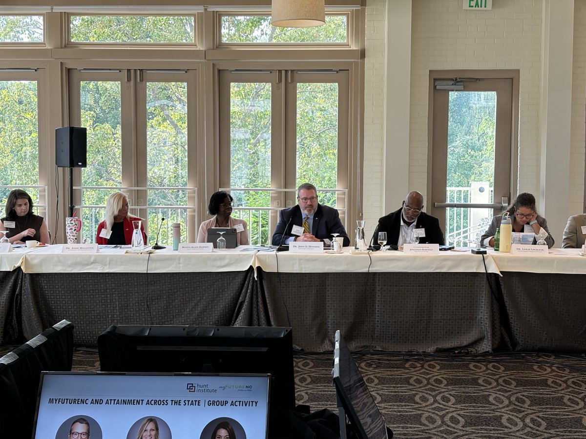 Hunt_Institute's tweet photo. Dr. John D. Denning, @cecilia_kholden, and @JessicaBSwencki discuss how sectors in NC are working together to reach the goal of ensuring that 2 million North Carolinians have a high-quality credential or postsecondary degree by 2030. #ElevateNC
@BelkEndowment @myFutureNC https://t.co/HIJEXFJdaA