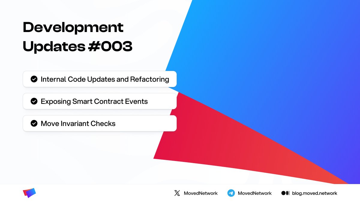 Umi_Network's tweet image. It's time for #MovedNetwork's weekly Development Updates! After a week of hard work and relentless improvement, here's what you should be aware of! 🔧

☑️ Starting by Move Invariant Checks, we’ve enhanced support for transaction primitives and Object types, making it easier to