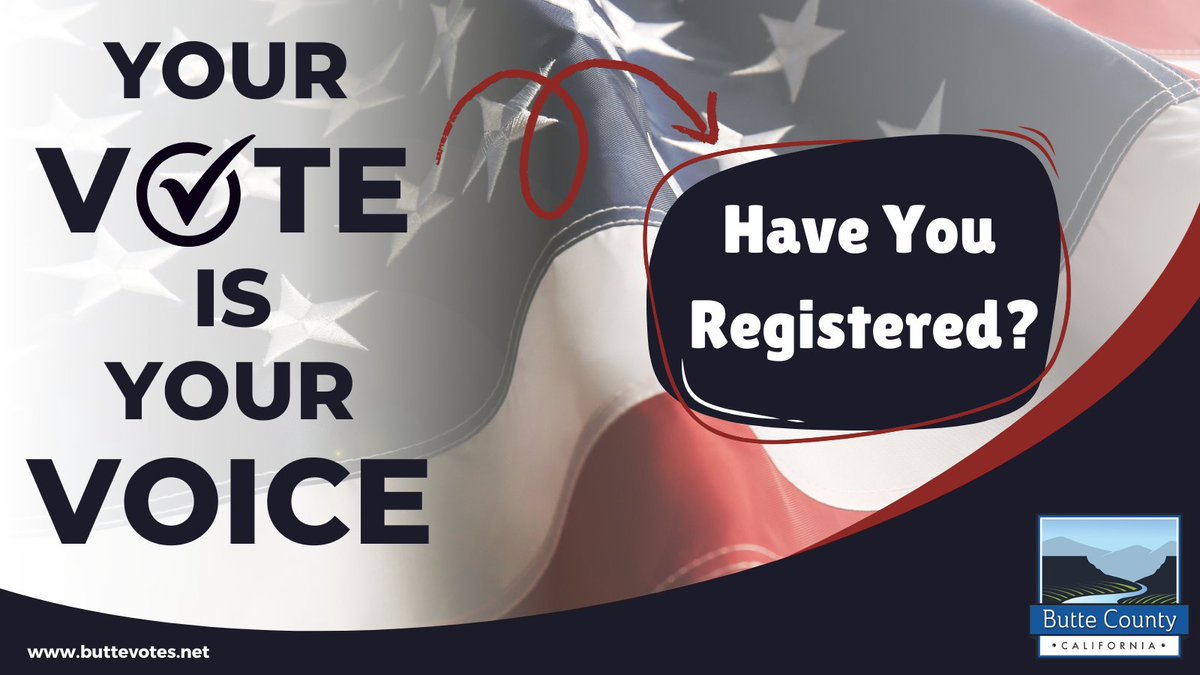 buttevotes's tweet image. Your Vote is Your Voice! The 2024 General Election is almost here. Visit registertovote.ca.gov to register to vote! 
Have you moved or changed your name? Make sure you update your registration at .