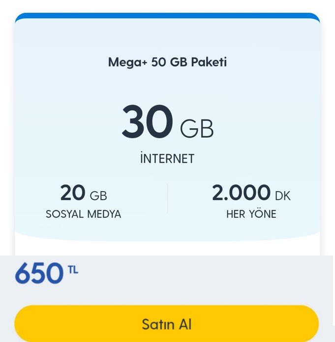 Türkiye'de GSM operatörü kullanan vatandaşlar, aldıkları hizmetin yurt dışına oranla yüksek fiyatlı ve daha düşük kapsamlı olmasına tepki gösteriyor.

▪︎ Fransa: 130 GB + Sınırsız arama + SMS + MMS: 12 Euro (450 TL)

▪︎ Türkiye: 30 GB + 20 GB sosyal medya + 2000 DK: 650 TL
