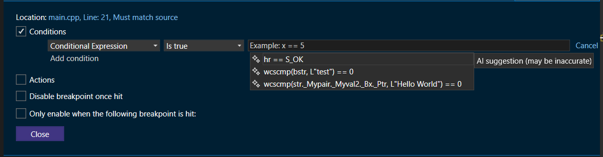 mhfcosta's tweet photo. Supercharge C++ Debugging with AI-Generated breakpoint expressions https://t.co/T20E7eSGHI https://t.co/ZDrk3nBk19
