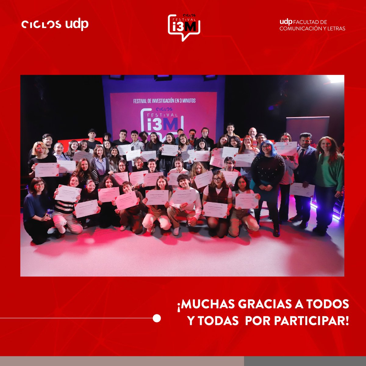 Ciclos_udp's tweet photo. ¡Qué increíble fue la segunda edición del Festival i3M! 📚🖊️

Nuestros estudiantes brillaron al presentar sus investigaciones del 1° semestre en las áreas de @PeriodismoUDP, @Lit_CreativaUDP y @Publicidad_UDP En total, 12 grupos tuvieron la oportunidad de explicar sus proyectos. https://t.co/y8pAOpUsbH