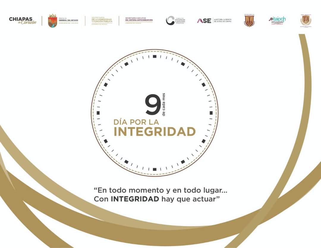 Las personas servidoras públicas deben mantener altos estándares de integridad, actuando en interés del bien común y cumpliendo con sus deberes de manera justa y honesta.

“En todo tiempo y en todo lugar… con integridad hay que actuar”.

#DíaPorLaIntegridad 
#09deSeptiembre