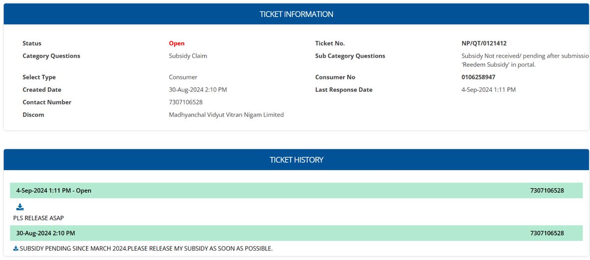 guptapratul's tweet photo. @UPNEDA_Agency 
@mnreindia 
I have installed solar panels in March 2024 in Lucknow, but I have not yet received the national and state solar subsidy. I have raised a grievance ticket (NP/QT/0121412). Please expedite the process of my subsidy disbursal. https://t.co/GTCHoTck69