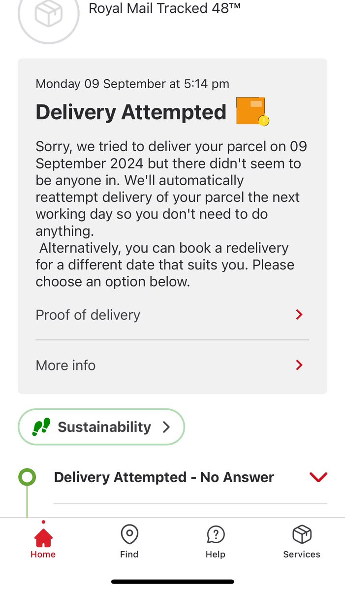 hafrahman's tweet photo. @RoyalMailHelp Always if it is near the end of the day why do your operatives say Delivery attempted when it is not the case? Someone was at home all day. Ring cameras show no such attempt &amp; DPD delivered done https://t.co/IRwEUsvtki
