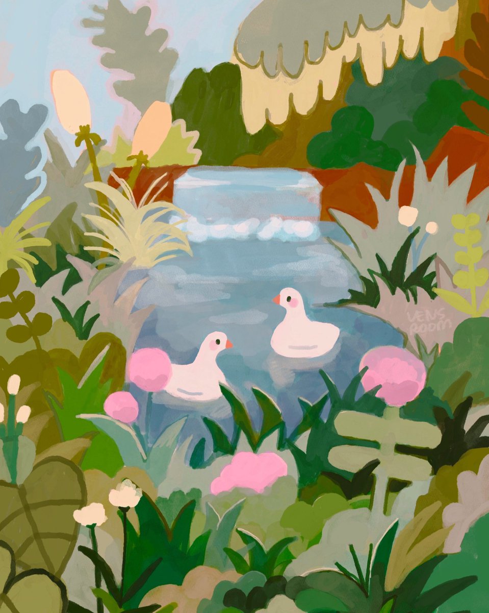 just 2 besties 🐥🫶🏼🐥 floating on a little body of water