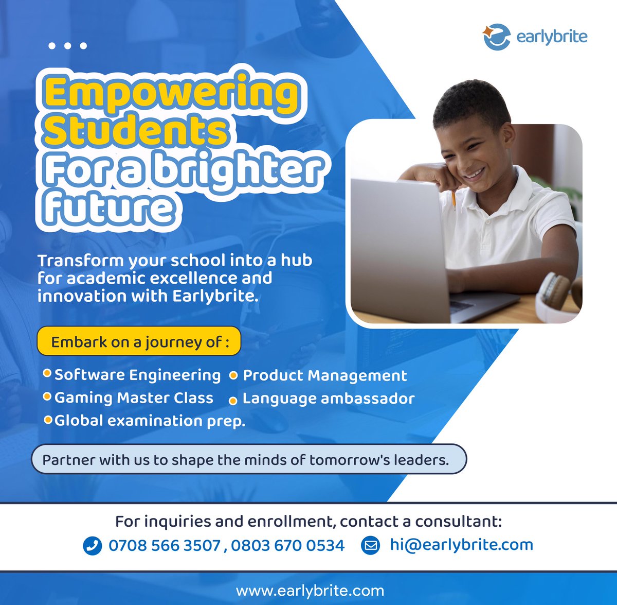 _Earlybrite's tweet image. Giving children the right skill set helps prepare them for a brighter future.
Visit earlybrite.com to find out how you can partner with us and be part of shaping the future leaders of tomorrow!!
#earlybrite
#codingforkid #techskills
