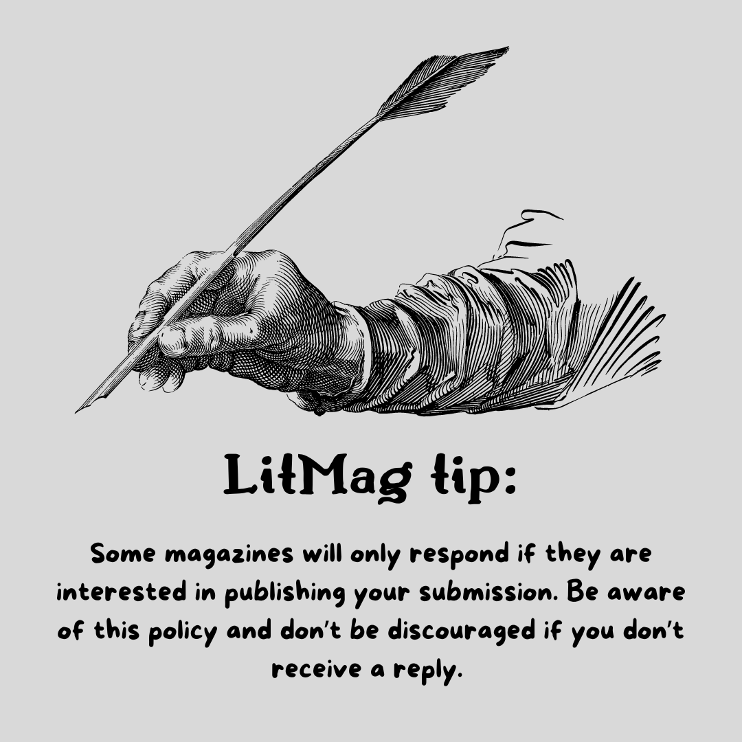 submitsphere's tweet image. How many responses have you gotten?

#writingadvice #writingmotivation #writinghelp #adviceforwriters #litmagtips #literarymagazines #litmag #writingprompt #writingadvice #storyideas #writingmotivation #writingtipsandtricks #writingservices #writingideas #writingislove