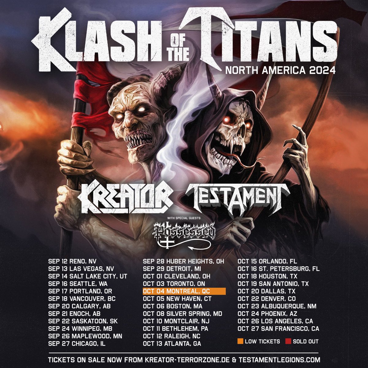 .<a href="/kreator/">Kreator</a> : Live in Chile. Watch the legendary performance streaming exclusively on Knotfest.com starting on 9/11 at 7pm ET, 4pm PT through the weekend.
 
The stream kicks-off their ‘Klash of the Titans Tour’ alongside <a href="/testament/">Testament</a>. Limited tickets still available.