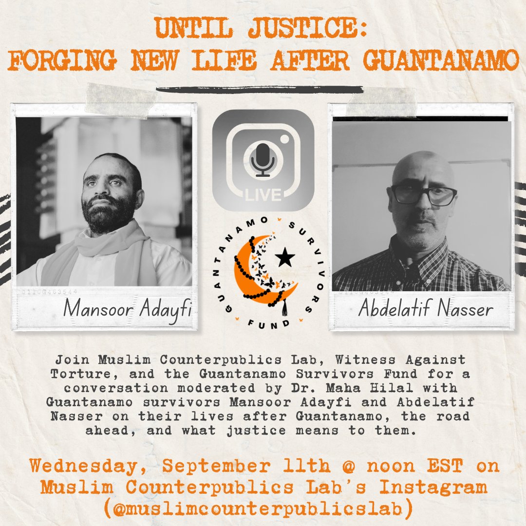 gtmofund's tweet photo. Hear from two Guantanamo Survivors on 9/11 @ noon EDT on Instagram Live. https://t.co/6W6g8cNjxN