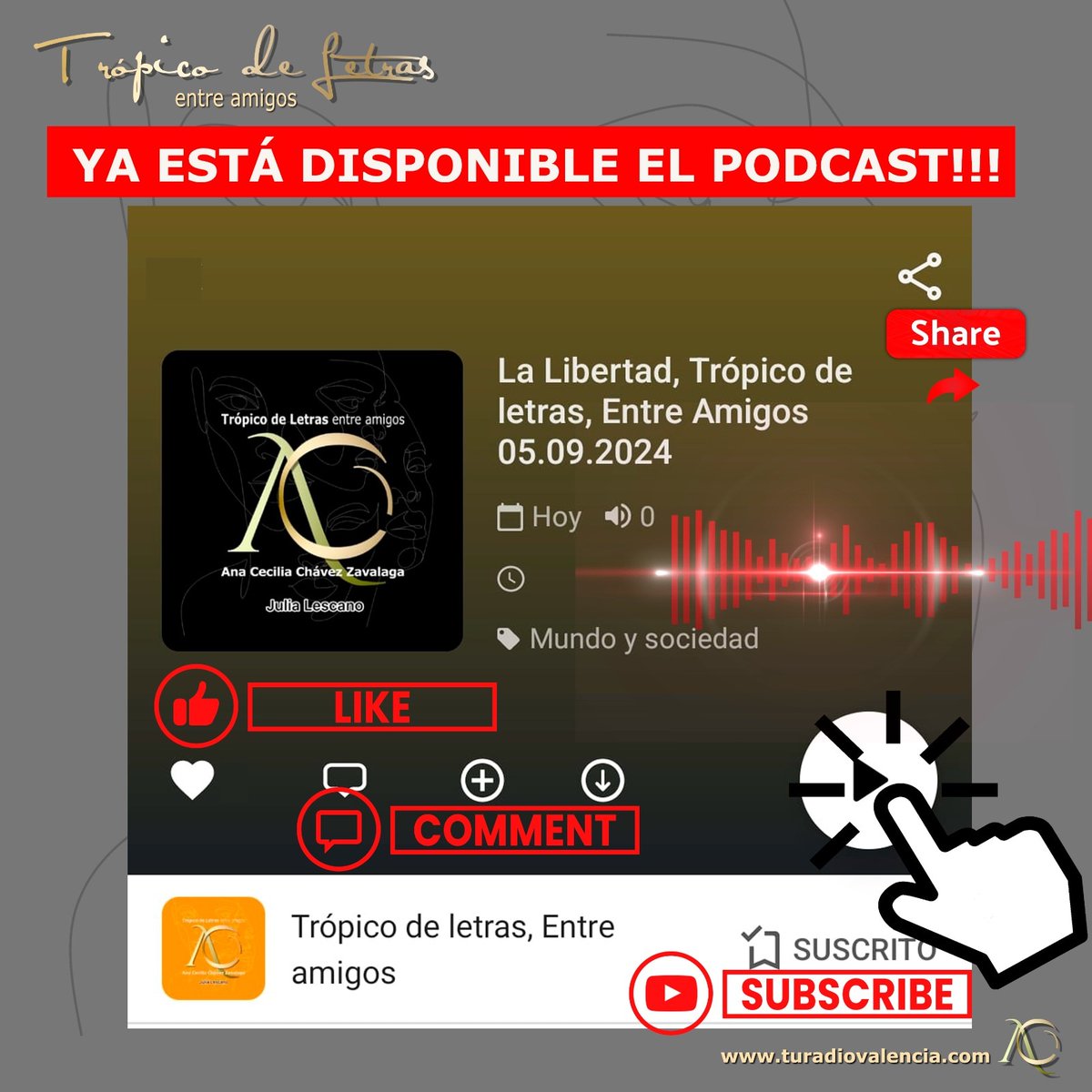 Los invito a escucharnos!!!
Gracias a todos los oyentes 🎧🎙️😉

▶️ go.ivoox.com/rf/133579456

<a href="/AnaZavalaga/">Trópico de letras, entre amigos, CECI</a> 
#podcast 
#TropicodeLetras
#entreamigos