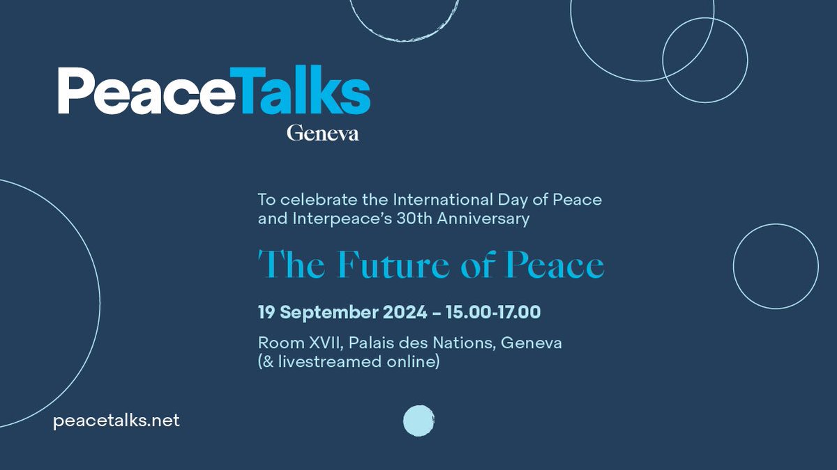 The full programme for Geneva PeaceTalks on 19 Sept is now available.
Join us to hear the inspiring stories and journeys of people building peace from around the world.   

Register to attend 👇 
peacetalks.net/pt/geneva-peac… 
#GVAPeaceTalks #PeaceIsPossible