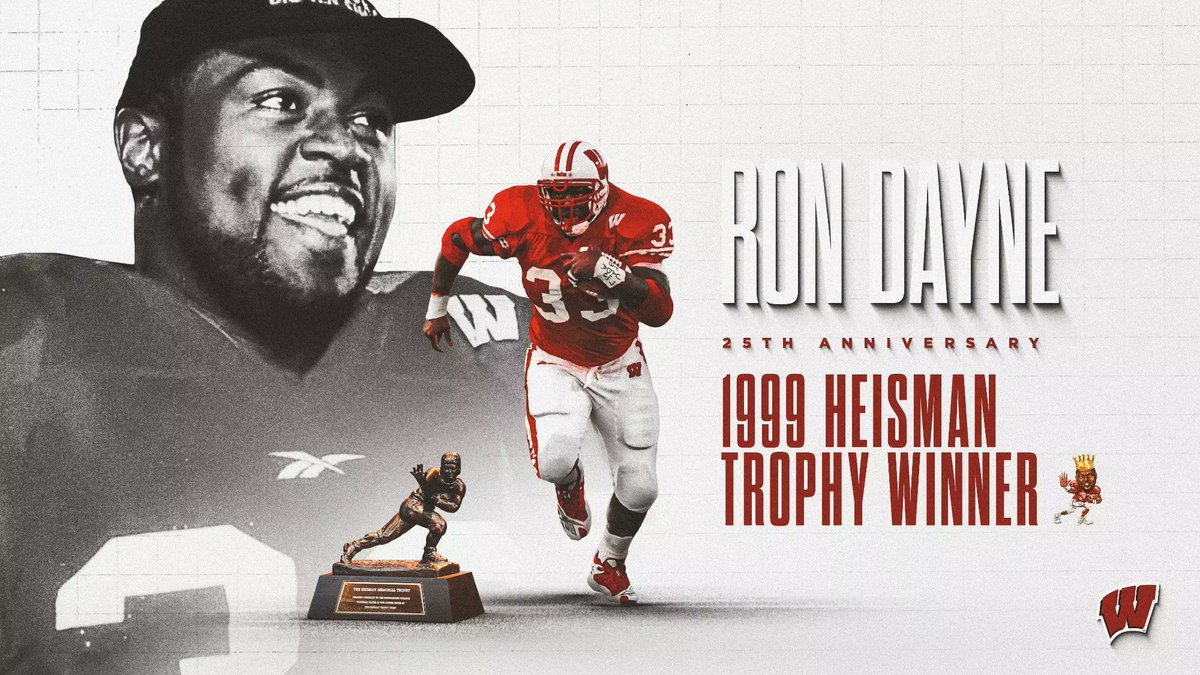 Wisconsin Badgers (@uwbadgers) on Twitter photo This Saturday, <a href="/BadgerFootball/">Wisconsin Football</a> will honor Ron Dayne to celebrate the the 25th anniversary of one of the greatest seasons and careers in college football history!
His unforgettable 1999 season was highlighted by breaking the NCAA Division I rushing record and winning the Heisman This Saturday, <a href="/BadgerFootball/">Wisconsin Football</a> will honor Ron Dayne to celebrate the the 25th anniversary of one of the greatest seasons and careers in college football history!
His unforgettable 1999 season was highlighted by breaking the NCAA Division I rushing record and winning the Heisman