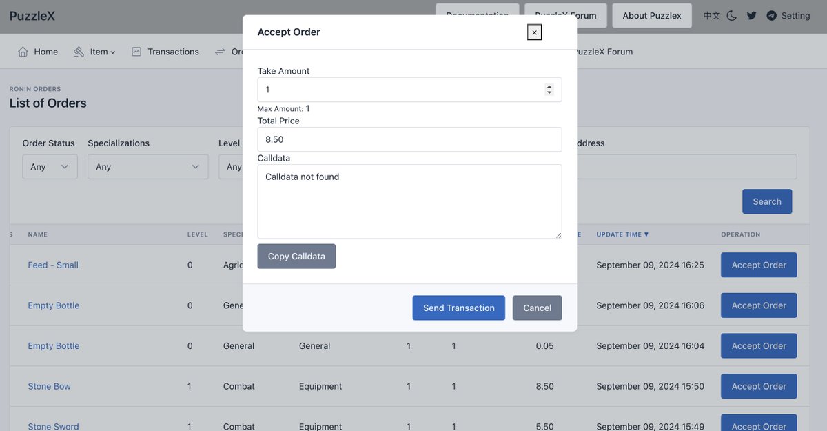 After a period of research, we have initially acquired the capability to accept orders using an EOA wallet. We are currently refining the frontend display, allowing users to directly accept specified items in the order through wallets like Metamask on the order interface. This