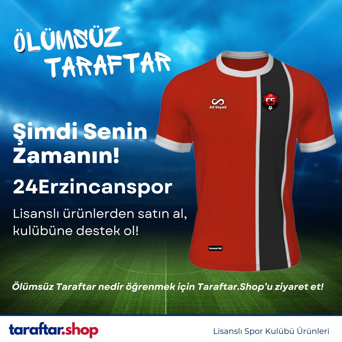24Erzincanspor’a gönülden destek ver!

Sana özel üretilecek 24Erzincanspor lisanslı Ölümsüz Taraftar ürünleri artık Taraftar.Shop’ta!

Başarıya sen de ortak ol! 💪

Hemen Ölümsüz Taraftar Formasını satın al, adını sonsuza kadar 24Erzincanspor’un yanına yazalım!
