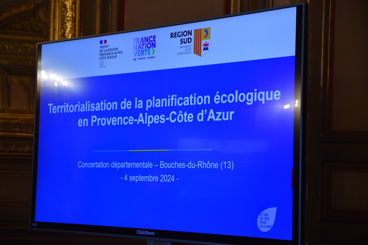 Prefet13's tweet photo. #COPREGIONALE #PlanificationEcologique 
Christophe Mirmand, préfet de la région PACA, préfet des Bouches-du-Rhône et Anne Claudius-Petit, conseillère régionale, ont réuni le 4 septembre dernier, la Conférence des parties (COP) départementale. 
Pour toutes les informations sur cette #COPREGIONALE et accéder à la consultation grand public en ligne ouverte jusqu'au 30 septembre 2024, c'est par ici : https://t.co/X6Xf7TQbH6
@MaRegionSud