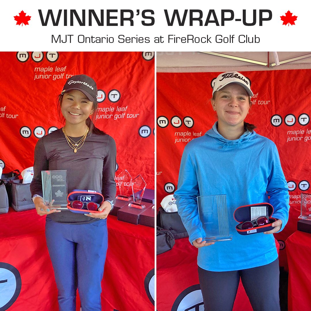 Congratulations to the winners of the 2024 MJT Ontario Series at <a href="/FireRockGC/">FireRock Golf Club</a>, Komoka, ON, September 7-8 🏆

Junior Boys: Benjamin Hudson (72,76=148)
Girls 15-19: Adrianna Salalila (38,77=115)
Juvenile Boys: Grayson Carter (77,76=153)
Bantam Boys: Callum McDonald (77,77=154)