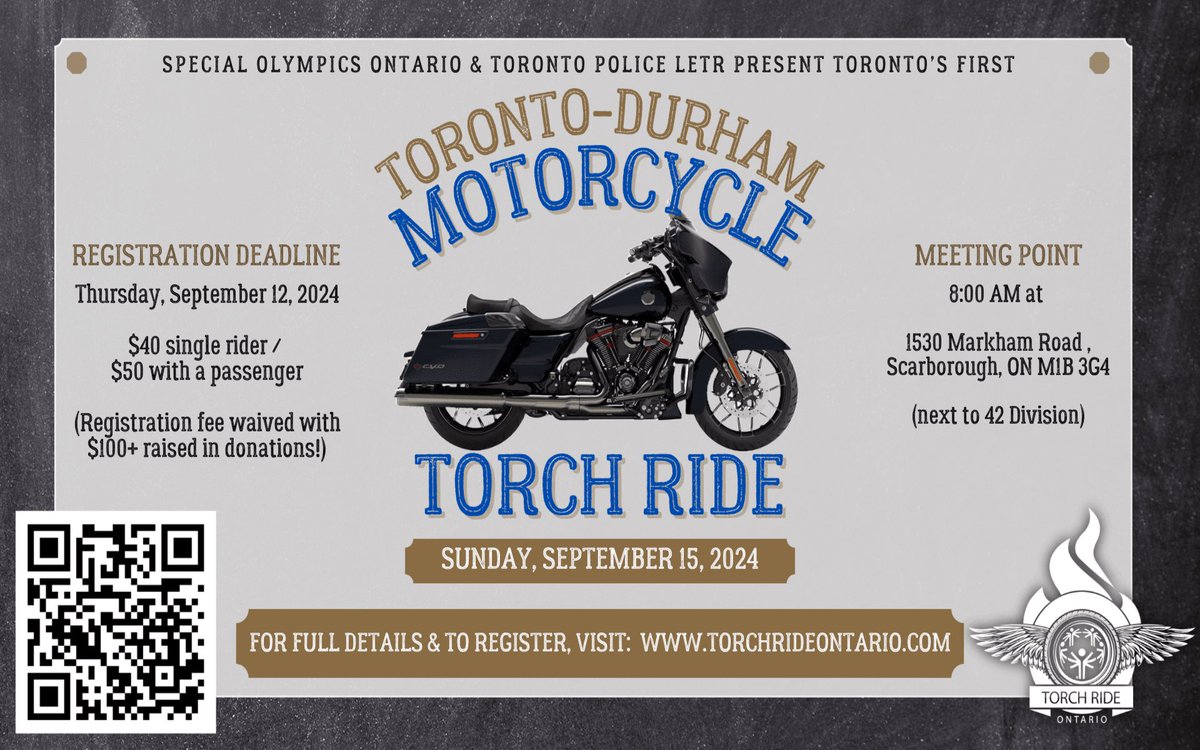 LETRToronto's tweet photo. 🏍️ Excited to support the #TorontoDurhamTorchRide this weekend, raising funds and awareness for @SOOntario! Let's rev up our bikes and make a difference for these incredible athletes. Every mile counts! 🏅 #SpecialOlympics #Community #Inclusion

https://t.co/3IzhRtSJDM https://t.co/HgvO3IIERi