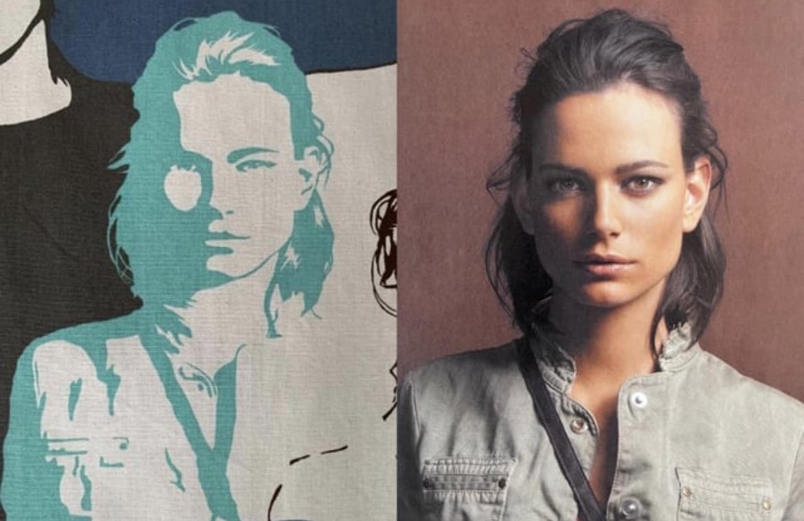 blameitonjorge's tweet photo. FOUND MEDIA: Celebrity #6 refers to an online mystery about an unidentified celebrity found on a curtain fabric. After a lengthy search, the celebrity was finally identified as Spanish model Leticia Sardá. https://t.co/m5nvd7ZPmt