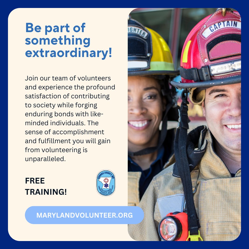 Have you considered volunteering in your community? Joining your local volunteer fire department is an excellent opportunity. The training is provided at no cost, and many departments offer support roles as well. Consider volunteering today and making a positive impact. #ccvesa