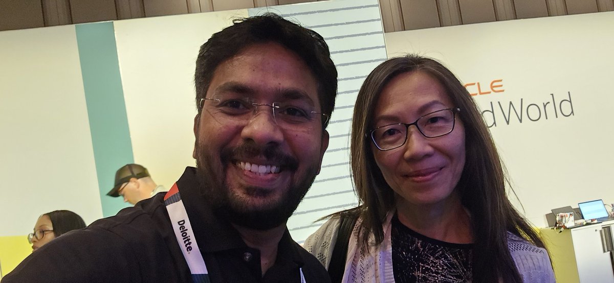 sai_penumuru's tweet photo. Just took my very first selfie with Jenny at Oracle CloudWorld! 🎉 So thrilled to meet her in person. It's moments like these that make events like this so special. Looking forward to many more amazing conversations and memories!
#FirstSelfie #OracleCloudWorld #GreatConnections #InPersonMeetup #SelfieAtOCW #OCW #CloudWorld @jtsaismith @OracleDatabase @CloudWorld