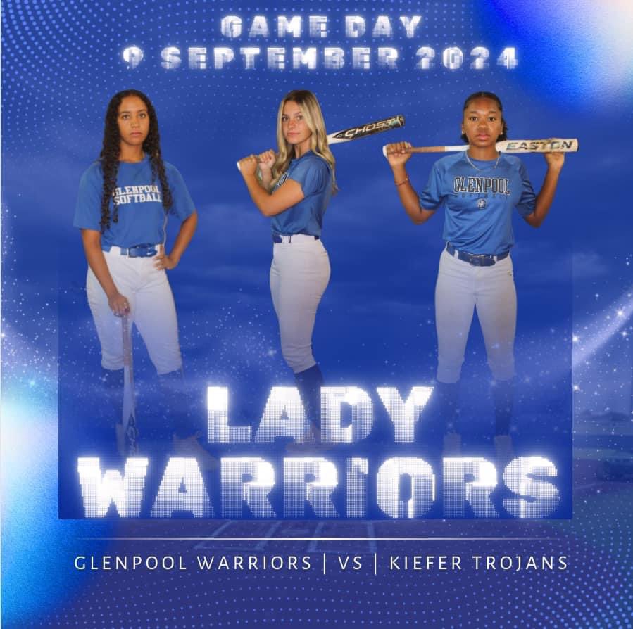 It’s G A M E DAY! 🥎

Come out and show your support for the Lady Warriors as they face off with the Kiefer Lady Trojans. 

⏰Game time 6PM
📍Glenpool Softball Field