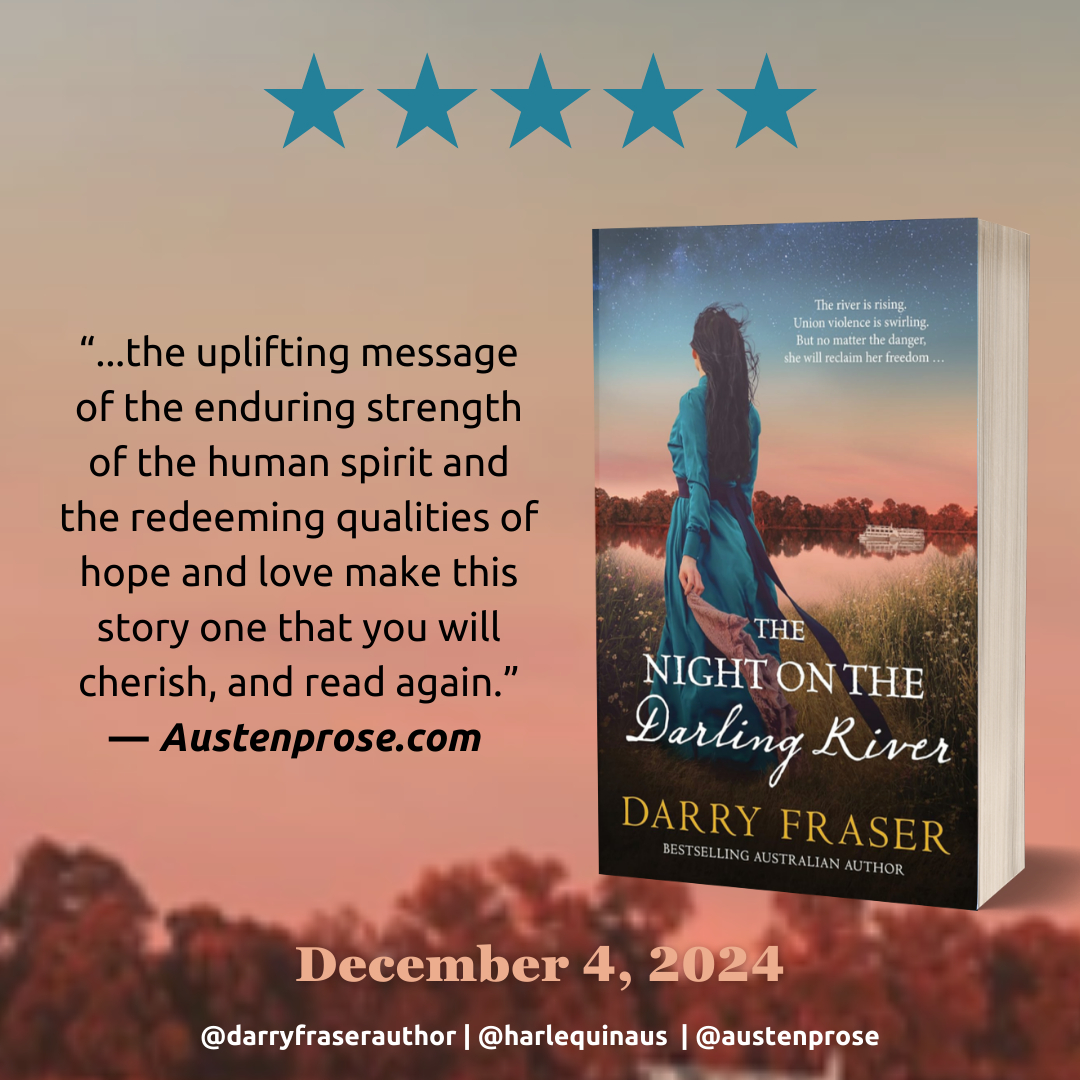 Austenprose's tweet photo. ⭐️⭐️⭐️⭐️⭐️Captivating Australian Historical Fiction — The Night on the Darling River: A Novel, by Darry Fraser - A Review
https://t.co/G7CScZOH7L via @Austenprose #thenightonthedarlingriver #darryfraser #historicalfiction #bookx #australianfiction https://t.co/TSHZQjAyLH