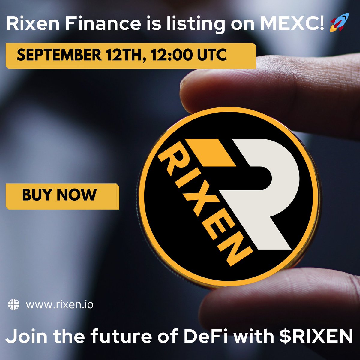 🚀 Exciting News! 🚀
We’re thrilled to announce that Rixen Finance will be officially listed on <a href="/MEXC_Official/">MEXC</a> Exchange on September 12th at 12:00 UTC!
Get ready to trade $RIXEN and join the future of DeFi. Mark your calendars and stay tuned! 🌐💥 Buy Now rixen.io