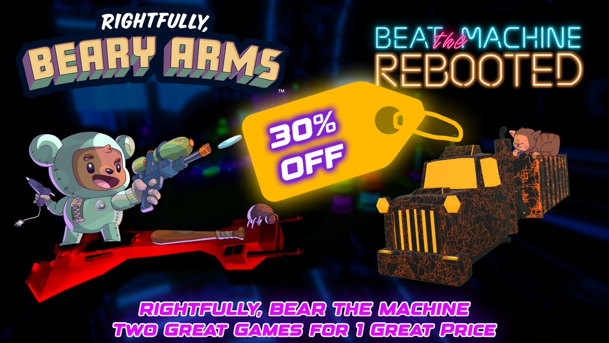 StudiosSanguine's tweet photo. INTRODUCING A BUNDLE!
We #collab'd with another top-down shooter to give our fans twice the fun!
Make sure to check out the bundle here:
https://t.co/kW19fKgz2D
Now it's time to #rbtm! (rightfully, BEAR the machine) LOL
#indiegame #videogames #Steam https://t.co/pUCkzdUfma