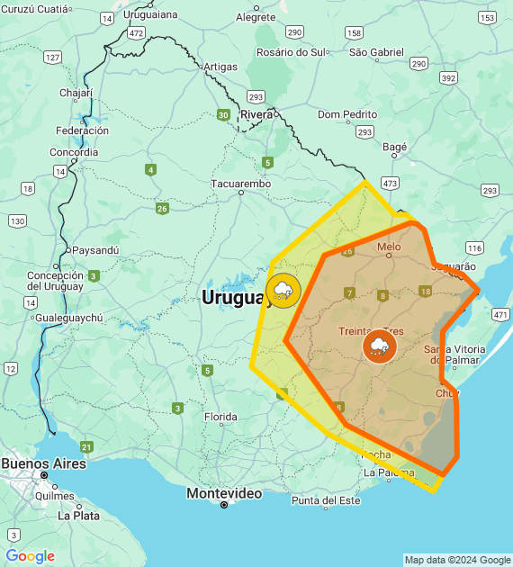 Inumet_'s tweet photo. Advertencia meteorológica naranja y amarilla por Tormentas fuertes
Se actualizará a las 16:00 o ante cambios significativos

Más info: https://t.co/zY2u8OFmLu https://t.co/fNmgQNi0DT
