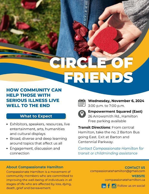 Save the Date - Compassionate Hamilton - Circle of Friends on Wednesday, November 6, 2024.