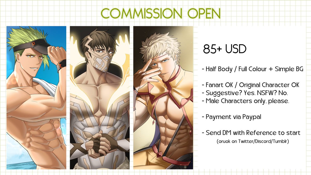 oruok's tweet image. so i'll be having these open until further notice..
flat fee for my usual kind of work, unless very complex details

send me a DM if interested 🫡