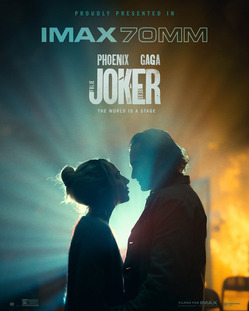 IMAX's tweet image. Let their mayhem consume your reality. Joker: Folie à Deux in IMAX 70mm Film. #JokerMovie showtimes begin October 4 at 11 global IMAX locations. #FilmedForIMAX tickets available NOW. imax.com/joker