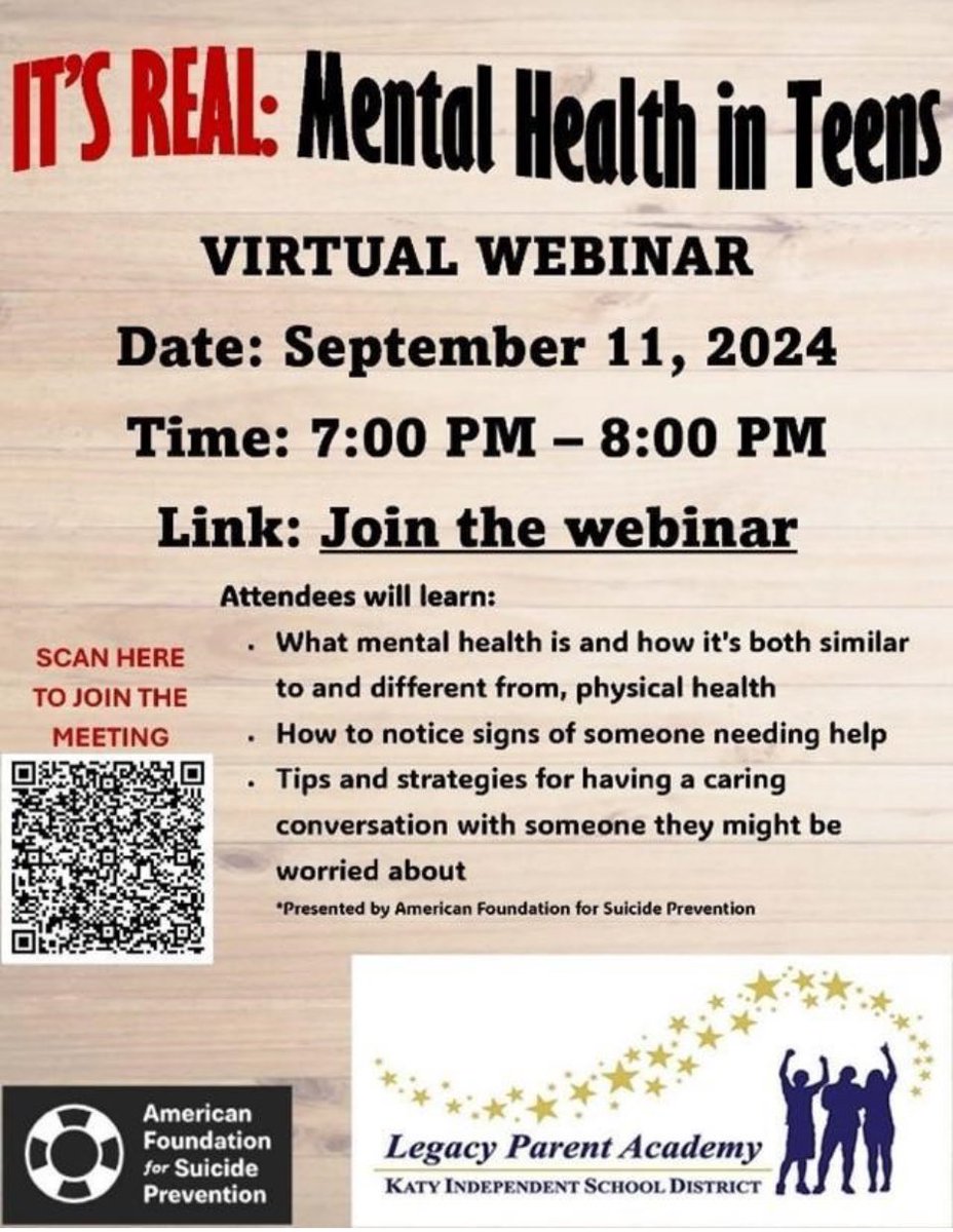Join this virtual webinar to learn more about Mental Health in Teens! <a href="/MRJHMavs/">Morton Ranch JH</a>