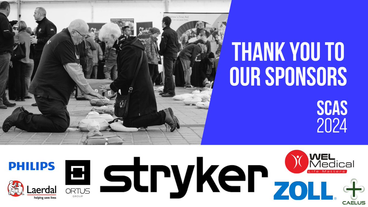 SaveALifeScot's tweet photo. Thank you to our sponsors for making #SCAS24 happen 🙌🫶
@StrykerEC
@Philips
@LaerdalMedical
@WELMedical
@zollemsfire
@theortusgroup
Caelus
For more info 👉https://t.co/CW0YVc1X3R https://t.co/v7wAoE8heI