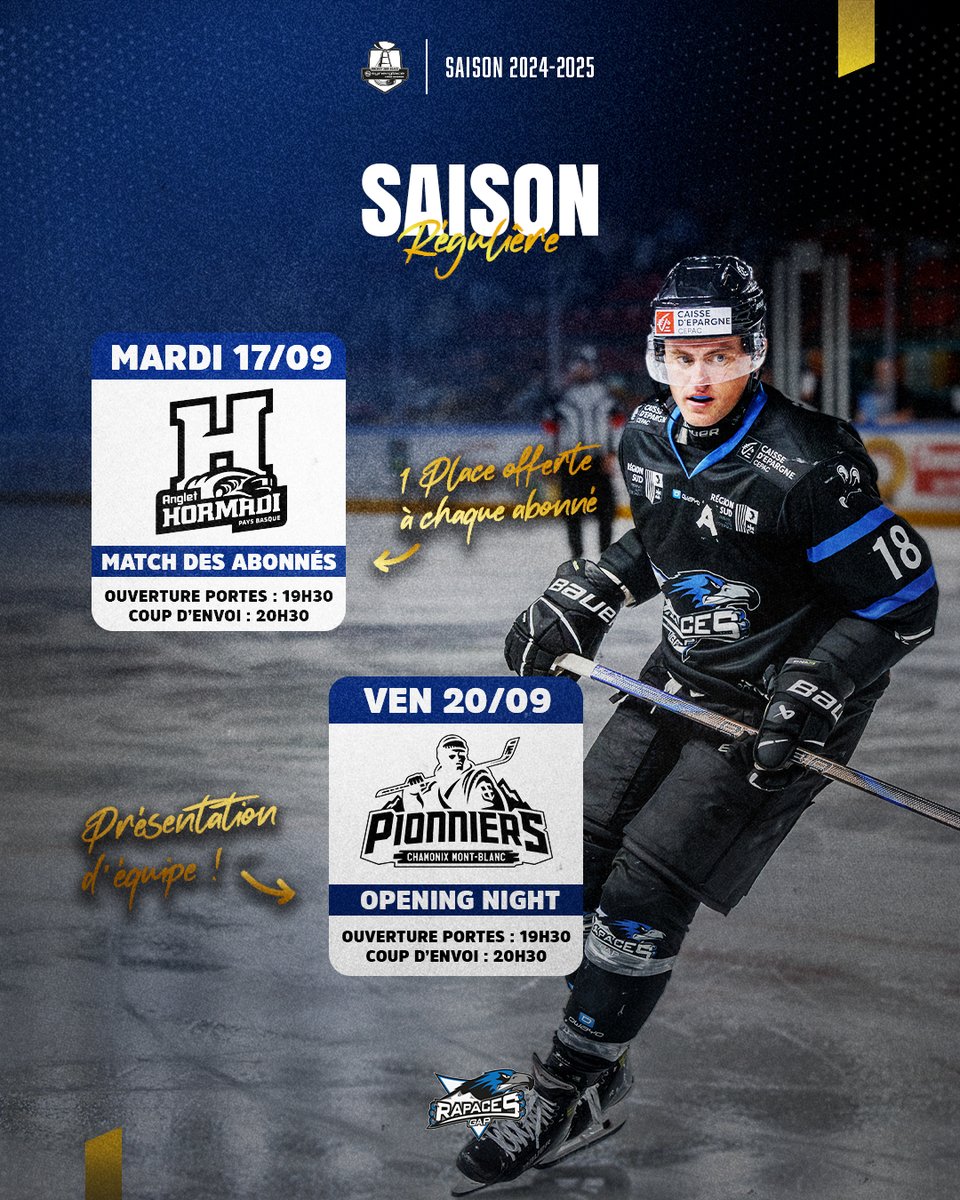La billetterie est ouverte ! 🔥
🌊 Gap vs Anglet - 17/09 - Match des abonnés 
🎫 1 place offerte à chaque abonné : Vous pouvez prendre votre place sur la billetterie en ligne en utilisant le code au dos en haut à droite de votre carte abonné lors du paiement 🦅
